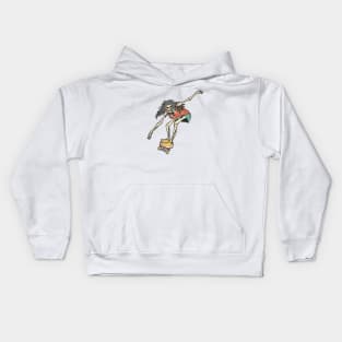 Retro Skater Skeleton Kids Hoodie